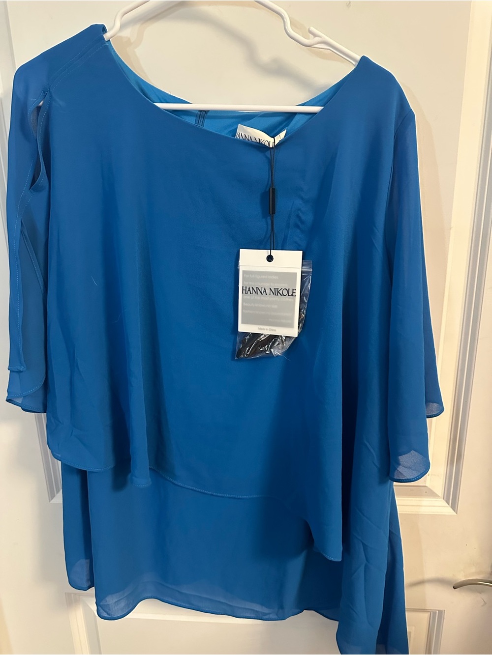 Hanna Nikole Women's Blue Layered Chiffon Top